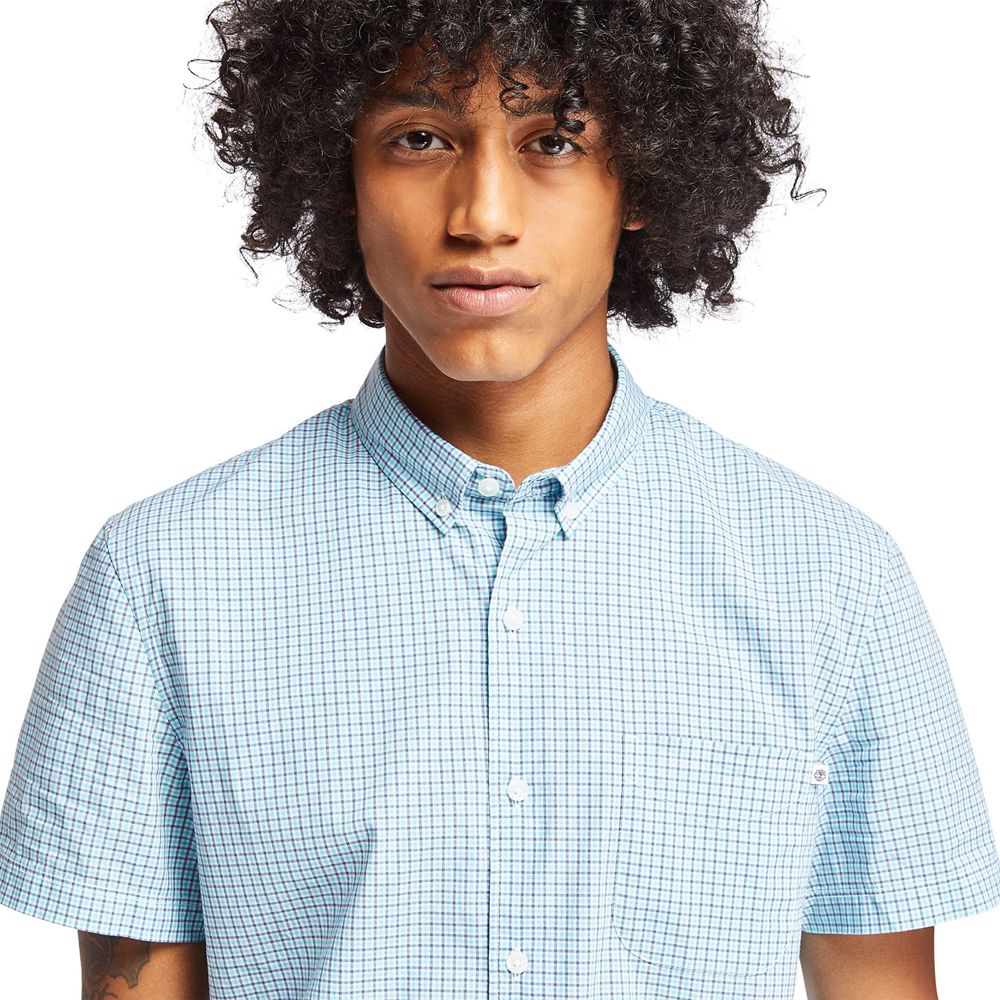 Timberland Πουκαμισα Ανδρικα Μπλε - Eastham River Slim Fit Gingham - Greece 2348796-YN